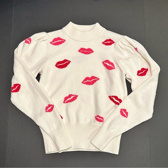 Kate Spade Lips Kisses Sweater Pink and Red Size Small - Picture 13 of 13